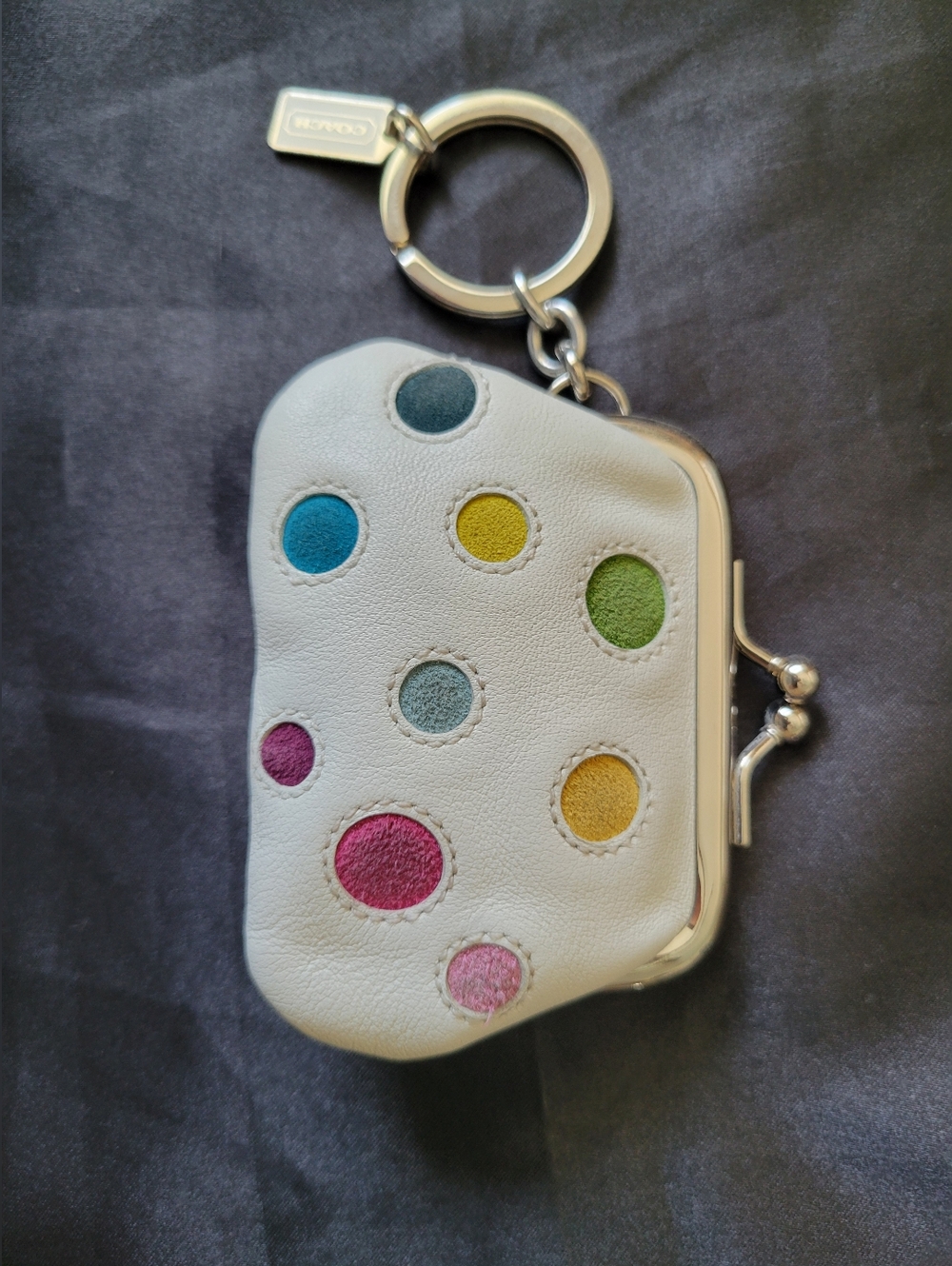 COACH MINI LEATHER POLKA DOT KISSLOCK COIN PURSE